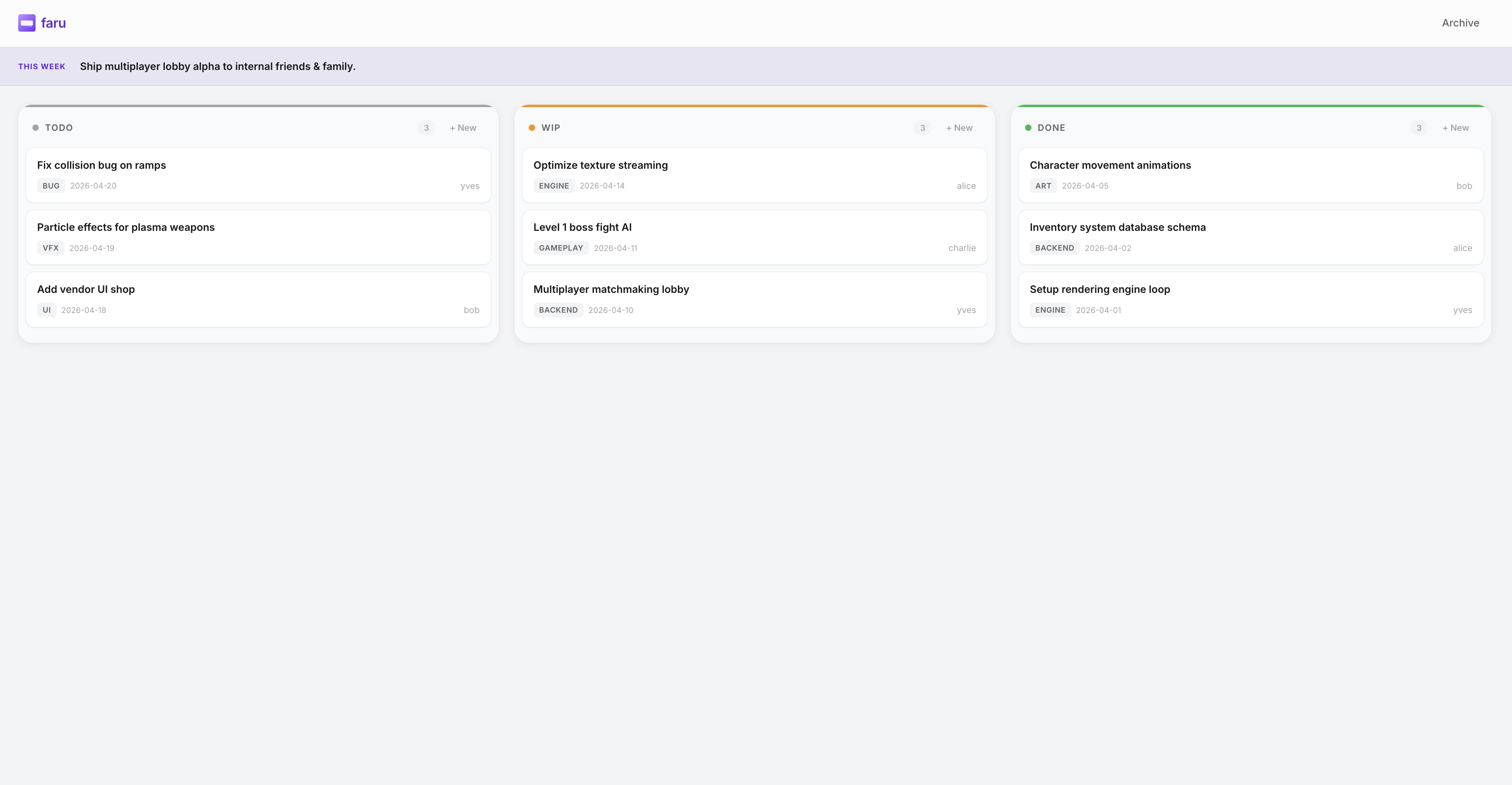 Faru Kanban Board